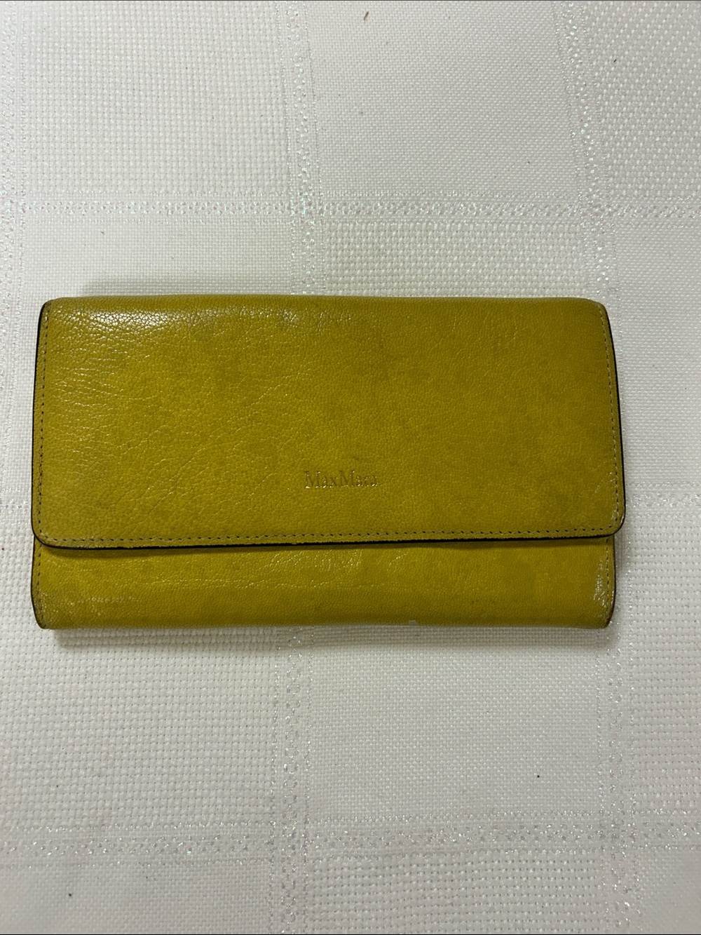 MaxMara Olive-Yellow Leather Fold Wallet